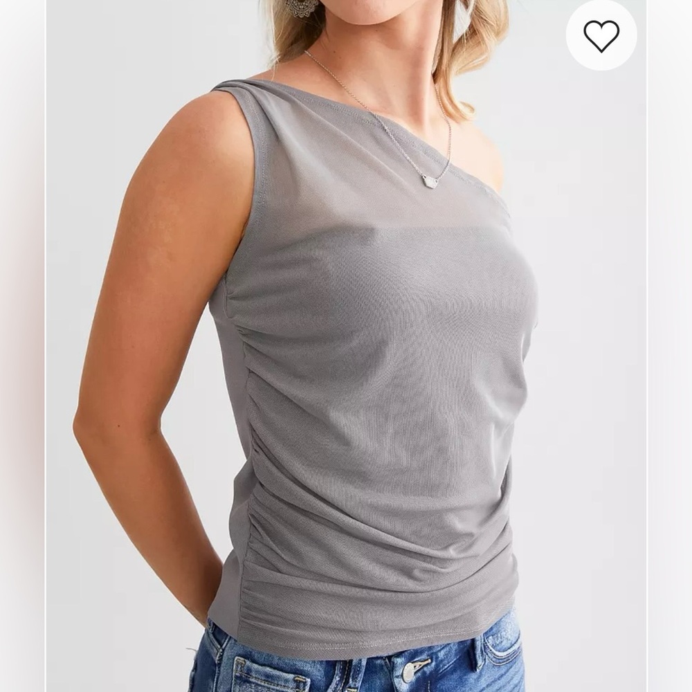 One shoulder ruched mesh tank top - Picture 7 of 7